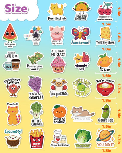 100 Pcs Cute Stickers for Kids, Waterproof Water Bottle Stickers, Vinyl Sticker Pack, Party Favors, Goodie Bag Stuffers, Treasure Box & Classroom Prizes for Elementary Students - No-Repeat