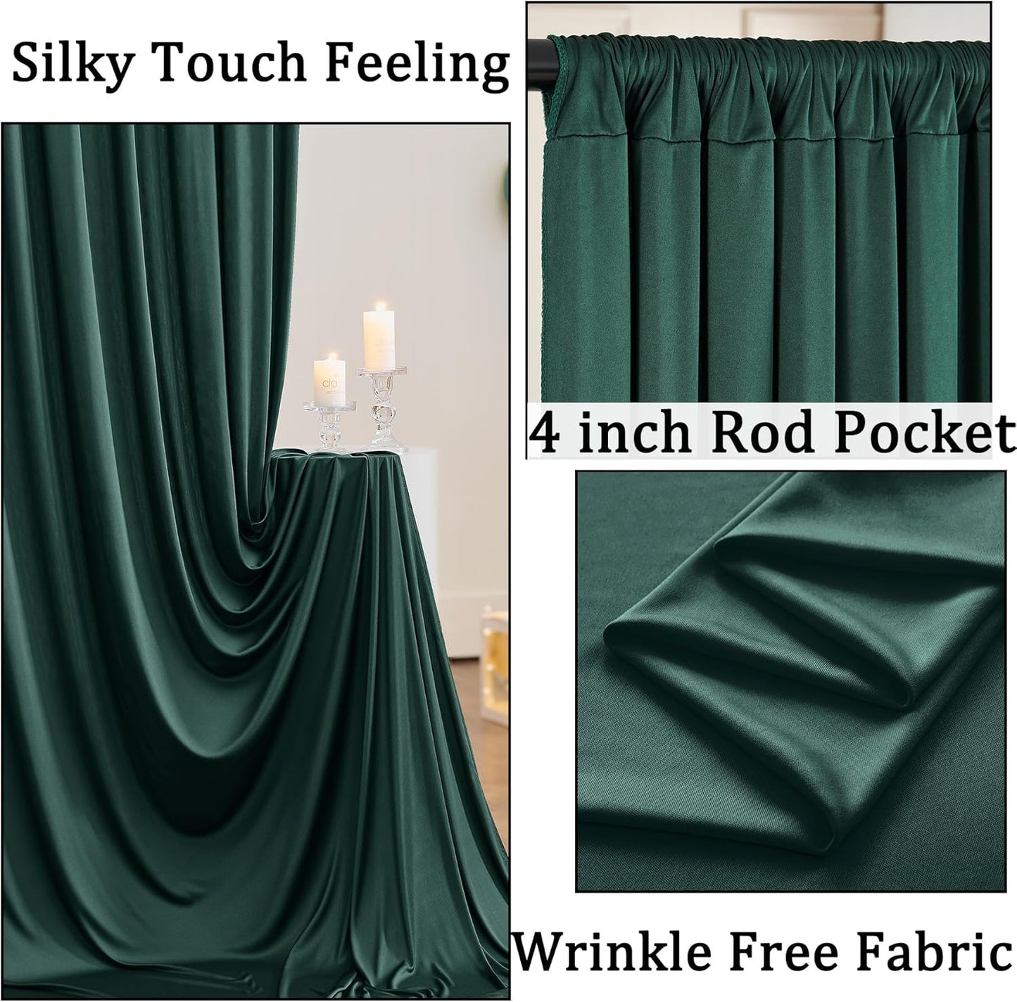 10ftx10ft Black Backdrop Curtains for Weddings Parties, Wrinkle Free 2 Panels Silky Polyester Photo Backdrop Drapes Back Drop Cloth Drapery for Birthday Mother'sDay Photography Background