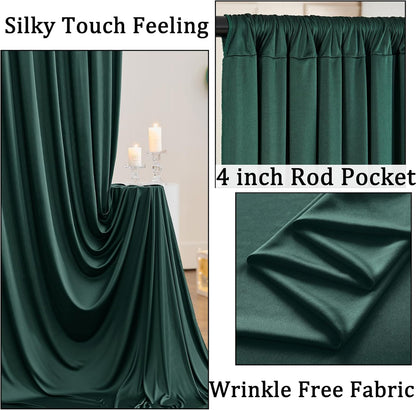 10ftx10ft Black Backdrop Curtains for Weddings Parties, Wrinkle Free 2 Panels Silky Polyester Photo Backdrop Drapes Back Drop Cloth Drapery for Birthday Mother'sDay Photography Background