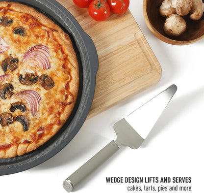 Calphalon Edge Stainless Steel Pie Server w/Thermoplastic Rubber Handle - Taupe