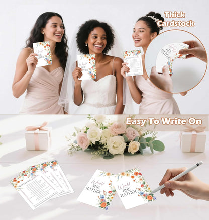 Wildflower Bridal Shower Games, Boho Flowers Bridal Shower Bingo Game with Blank Squares for 30 Guests with Game Cards, Bridal Shower Decor, Wedding Decorations Supplies (15)
