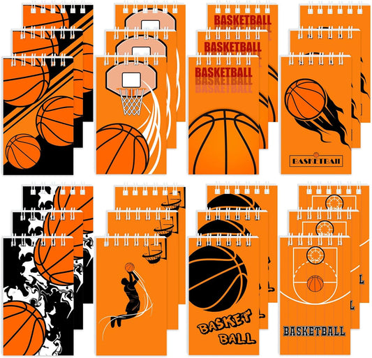 Basketball Mini Notepads, 24 Pcs Multicolor Style Pocket Notebooks Spiral Mini Notebook for Birthday Party Supplies Basketball Sport Party Favors Thanksgiving Christmas Gift, 8 Styles