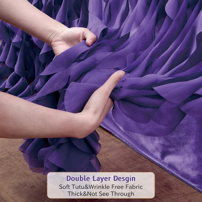 leegleri 6FT Tulle Ruffle Curly Willow Table Skirt for Rectangle or Round Tables, Under The Sea Ocean Blue Baby Shark Themed Tutu Table Skirt for Baby Shower, Birthday Party