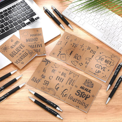 Yeaqee 72 Pcs Motivational Pens Notepads Gifts Set Inspirational Quote Ballpoint Pen Small Notebook Mini Journal Bulk Present Idea for Teacher Coworker Gifts Women Office School(Inspiring)