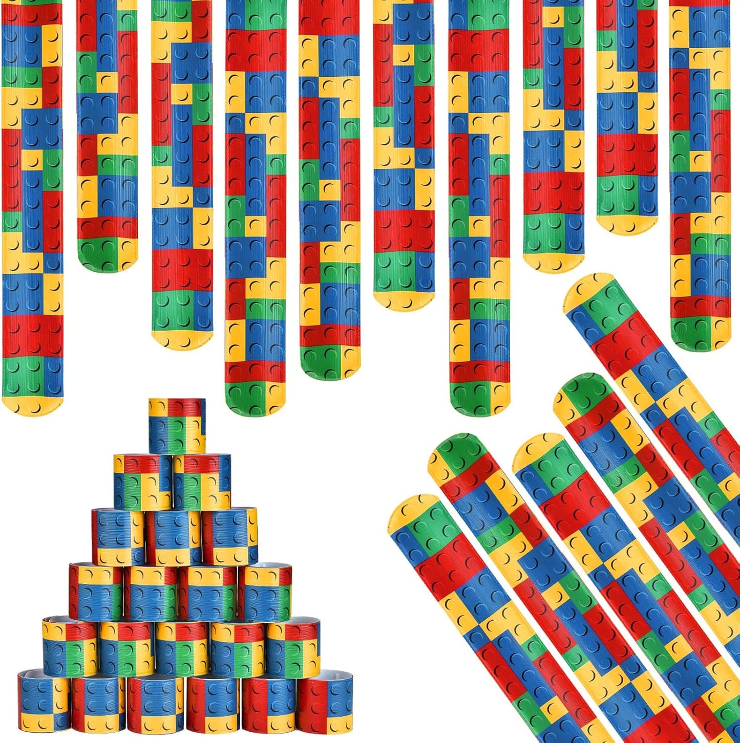 Gejoy Building Block Slap Bracelet Building Block Snap Bracelets Wristbands Colorful Brick Party Supplies for Birthday Party Favors Goodie Bag Stuffers