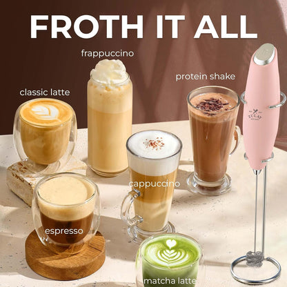 Zulay Kitchen Powerful Milk Frother Wand With Duracell Batteries - Ultra Fast Handheld Drink Mixer - Electric Whisk Foam Maker for Coffee, Lattes, Cappuccino & Matcha - Z1 Motor - Black - Colors B