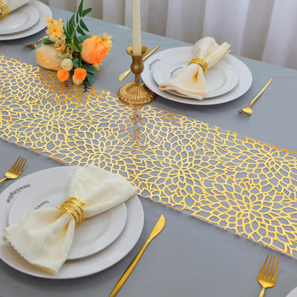 Snowkingdom 2 Pieces Gold Table Runner, Sequin Glitter Foil Metallic Thin Mesh Runner Roll 11"x108", Gold Table Decorations for Event Party, Wedding, Birthday Party, Christmas