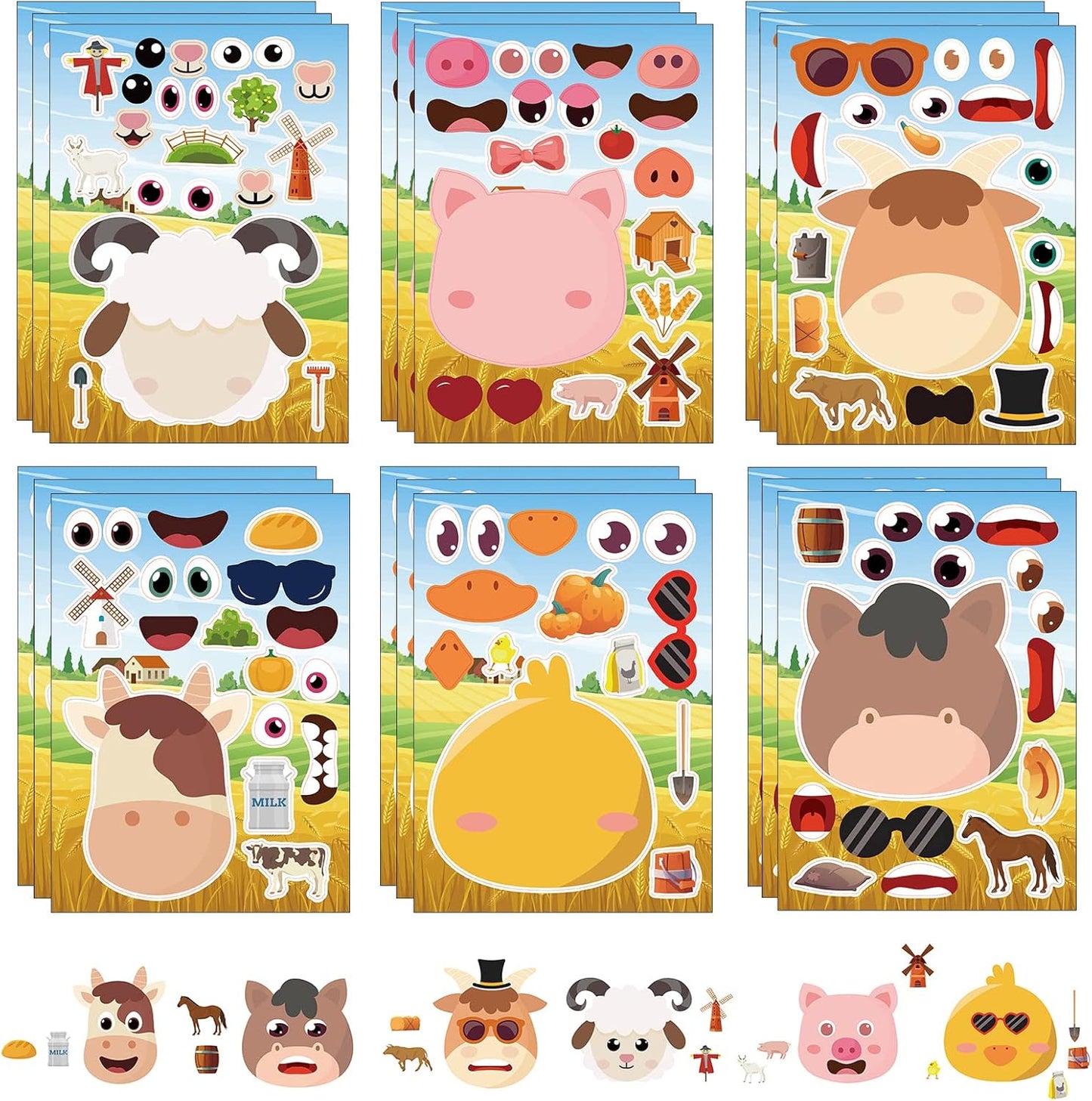 24 Sheets Cupcake Make a Face Sticker Sheets for Kids Todders Activities, Make Your Own Stickers for Kids Birthday Party Favor Supplies Craft