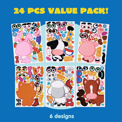JOYIN 24 Sheets 9"x6" Make a face Stickers for Kids, Make Your Own Stickers with Unicorn, Dinosaur, Sea and Safari Animals, Party Favors Kids Crafts, Goodie Bags Stuffers Classroom Activities