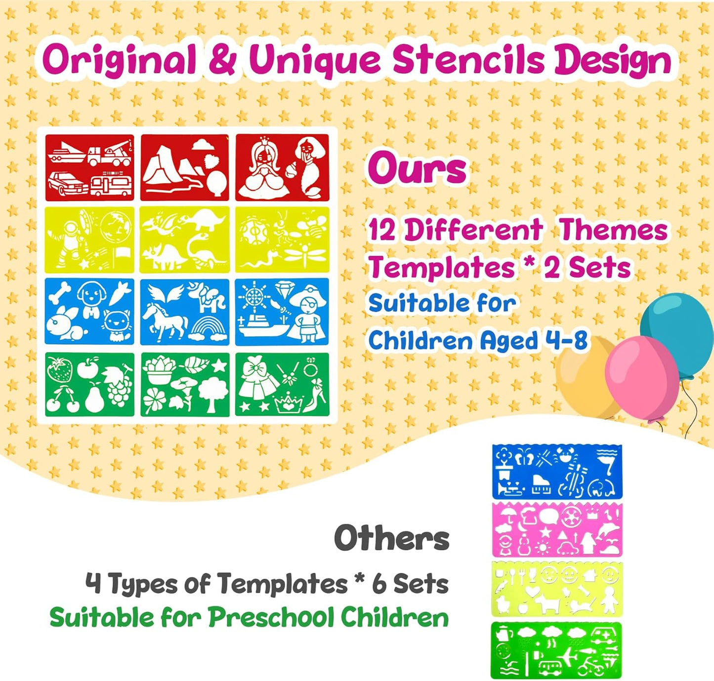 Decojoy Party Favors for Kids 4-8, Scratch Art Birthday Return Gifts, Bulk Rainbow Scratch Paper Notebook 24 Set with Reusable Stencils, Christmas Goodie Bags Stuffers for Girls Boys School Classroom