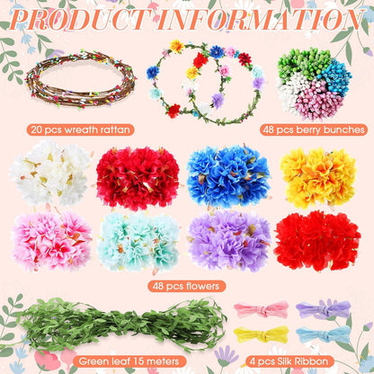 Zeyune 20 Sets Spring Tea Party Favor Flower Crowns Making Kit, Make Your Own Flower Crown Wreath Garland Headbands Craft Kit Handmade DIY Fairy Floral Hair Accessories Gift for Women(Daisy)