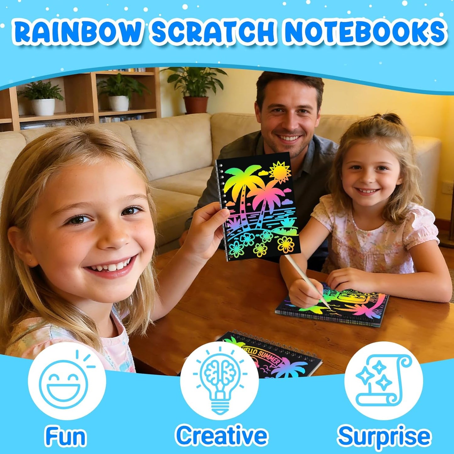 ZMLM 24 Pack Scratch Art Party Favors: Birthday Party Favors for Kids 4-8, Bulk Rainbow Scratch Notebook Paper Pads, Goodie Bags Stuffers Girls Boys Classroom Gifts Crafts Toys