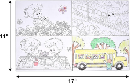 50 Kids Activity Placemats Disposable Paper 11x17 Double Sided Coloring Puzzle Games Sheets Restaurant Entertainment Crafts Party Table Decor