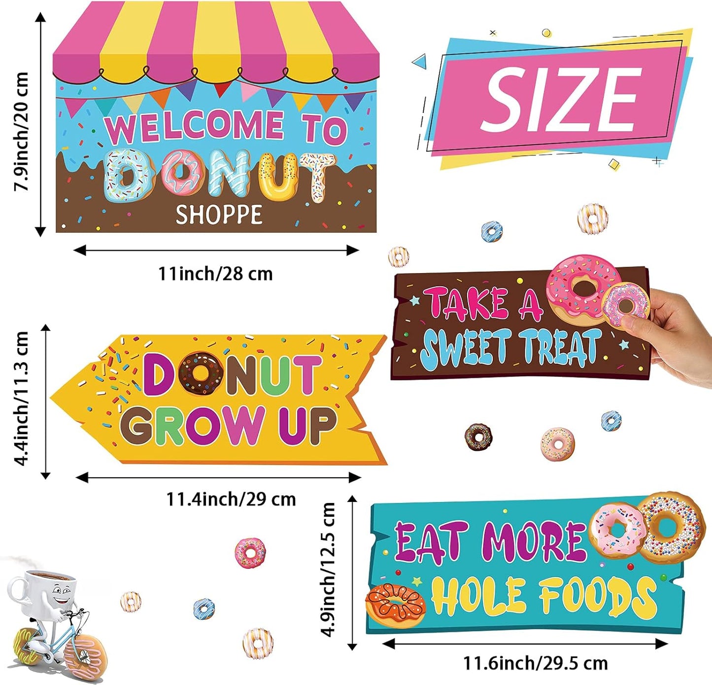 20 Pieces Donut Party Directional Signs Welcome Sign Outdoor Yard Sign Lawn Candyland Decoration Two Sweet and Donut Grow up Birthday Themes for Party Baby Shower Photo Prop Supplies