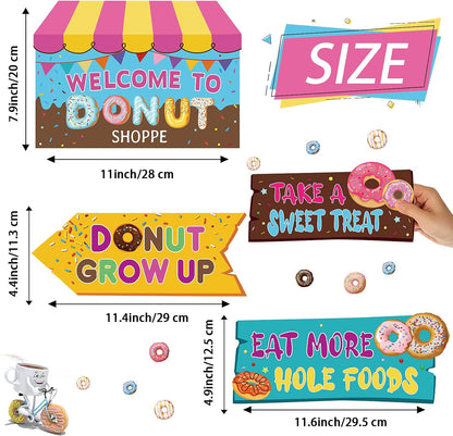 20 Pieces Donut Party Directional Signs Welcome Sign Outdoor Yard Sign Lawn Candyland Decoration Two Sweet and Donut Grow up Birthday Themes for Party Baby Shower Photo Prop Supplies
