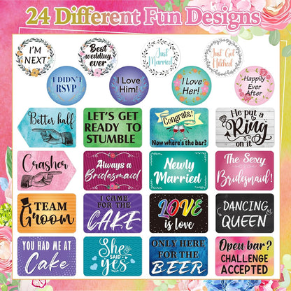 Beeveer 24 Design Wedding Arrow Photo Booth Props Selfie Props Kit with Double Sided Count PVC Photo Booth for Wedding Party Decorations Bridal Shower Engagement Supplies