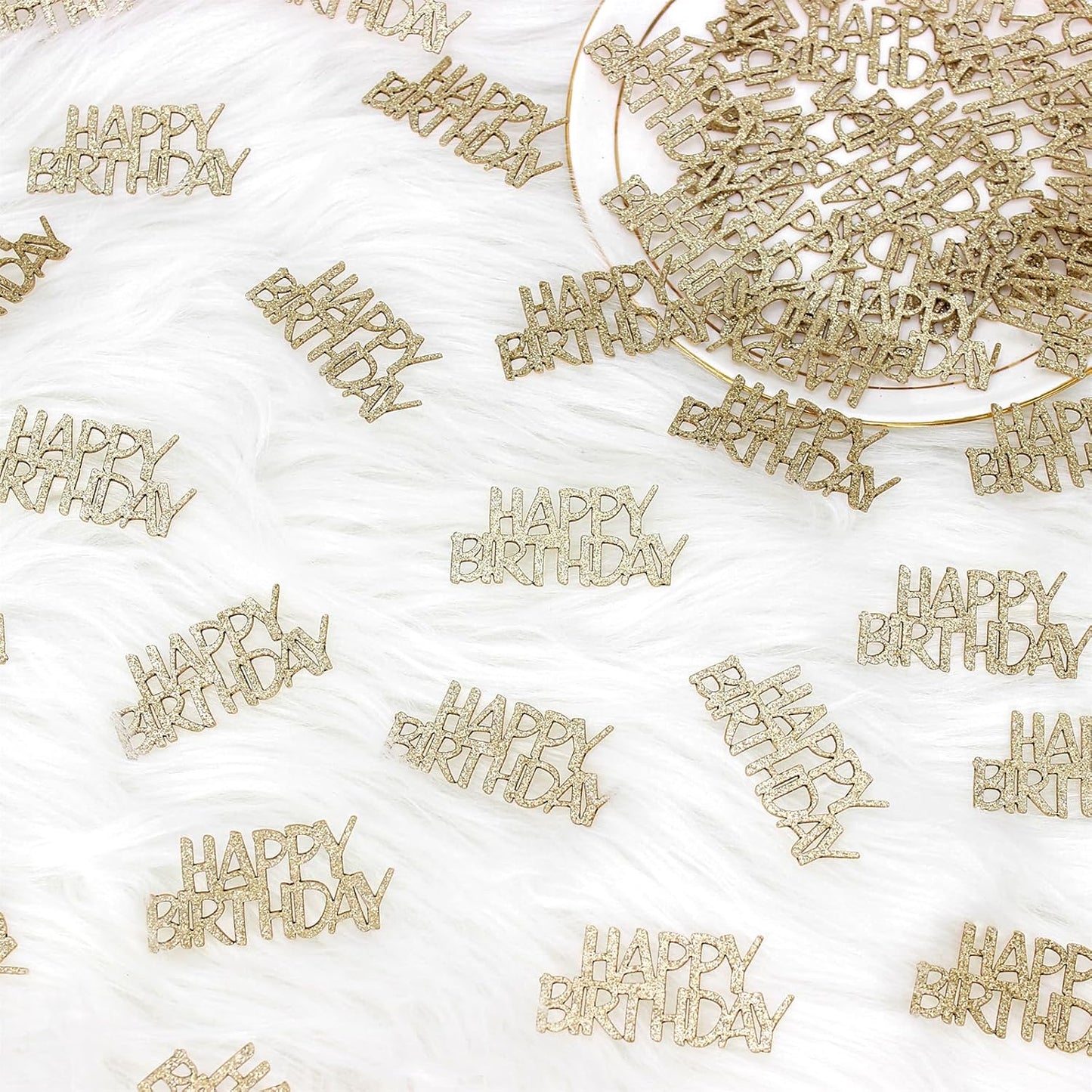 Pink Happy Birthday Confetti - Girl Birthday Party Decorations - Light Pink Glitter Scatters for Baby Girl Party Table Decor Supplies - 100PC