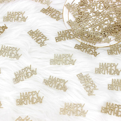 Pink Happy Birthday Confetti - Girl Birthday Party Decorations - Light Pink Glitter Scatters for Baby Girl Party Table Decor Supplies - 100PC