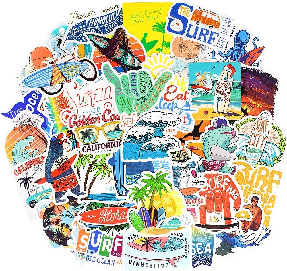 QTL Neon Stickers for Teens & Students Prizes, Waterproof Vinyl Party Favor Stickers, School Rewards, Water Bottle and Laptop, 50PCS - Colors A