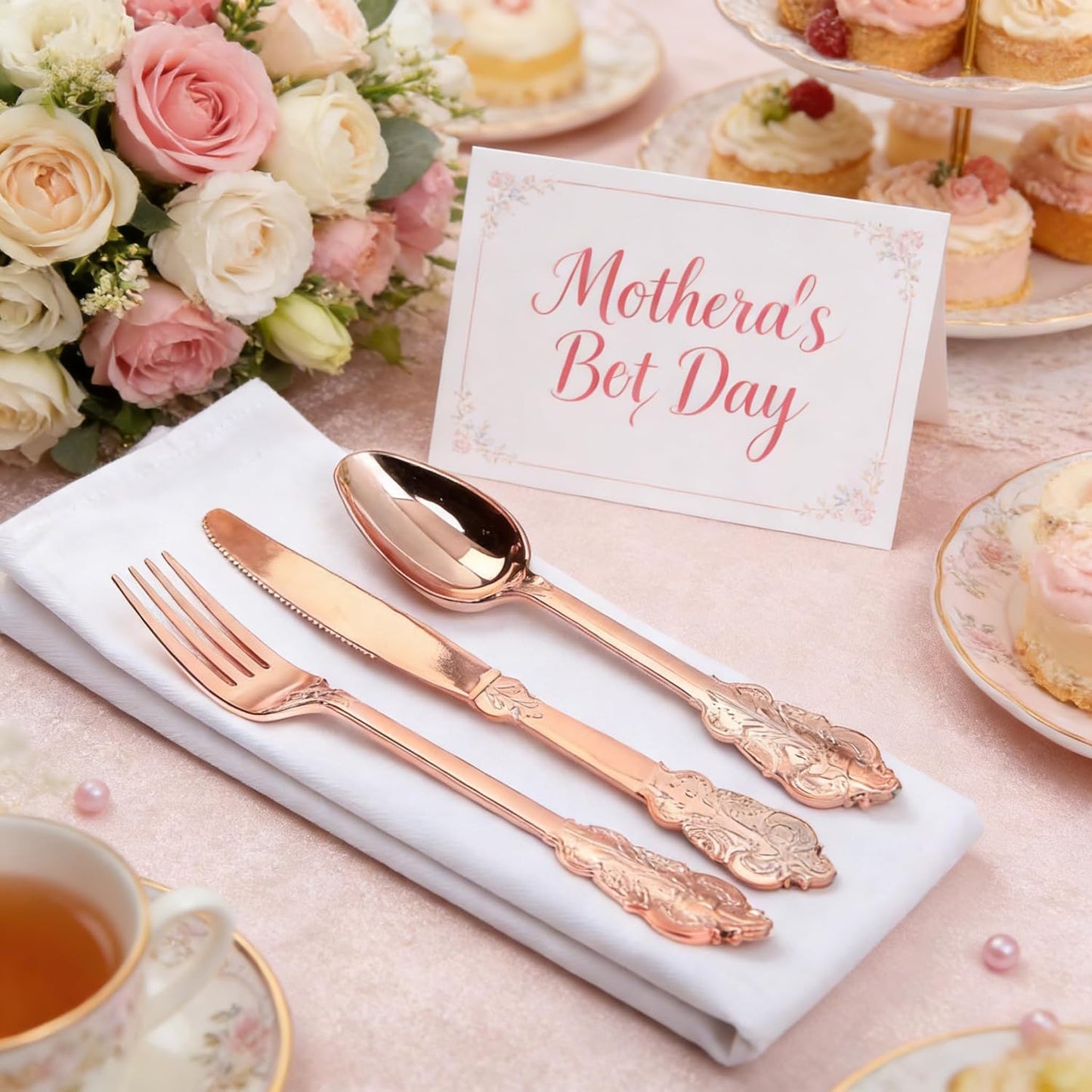 WDF300 Pieces Gold Plastic Silverware - Heavy Duty Disposable Cutlery Set Plastic Gold Silverware Set Includes 100 Forks, 100 Spoons, 100 Knives for Party Baby Shower Wedding Spring