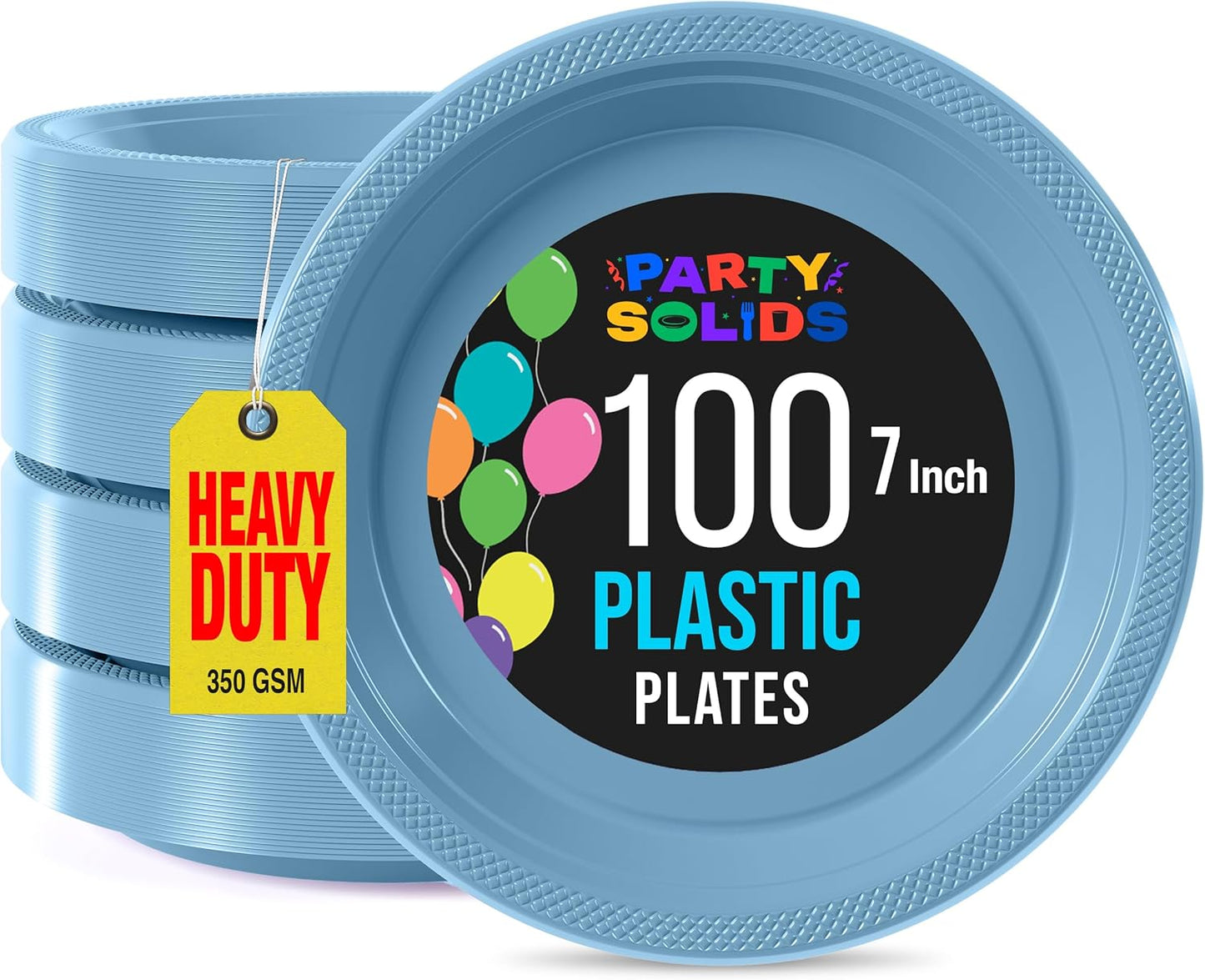 Party Solids Black Plastic Plates For Party 10" Black Disposable Plates For Party Supplies 100 Pcs Plastic Dinnerware Sets Heavy Duty 350 GSM Disposable Dinnerware Set