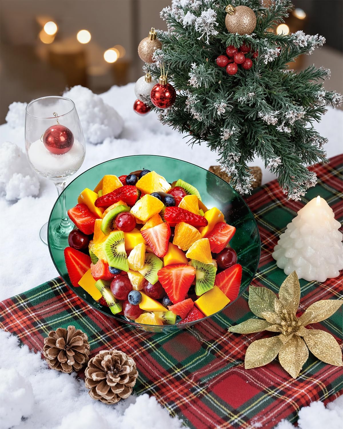 bUCLA 54 OZ Clear Plastic Serving Bowls (12 Pack) - Angled Serving Bowls Disposable for Chip&Candy - Party Table Salad and Fruit
