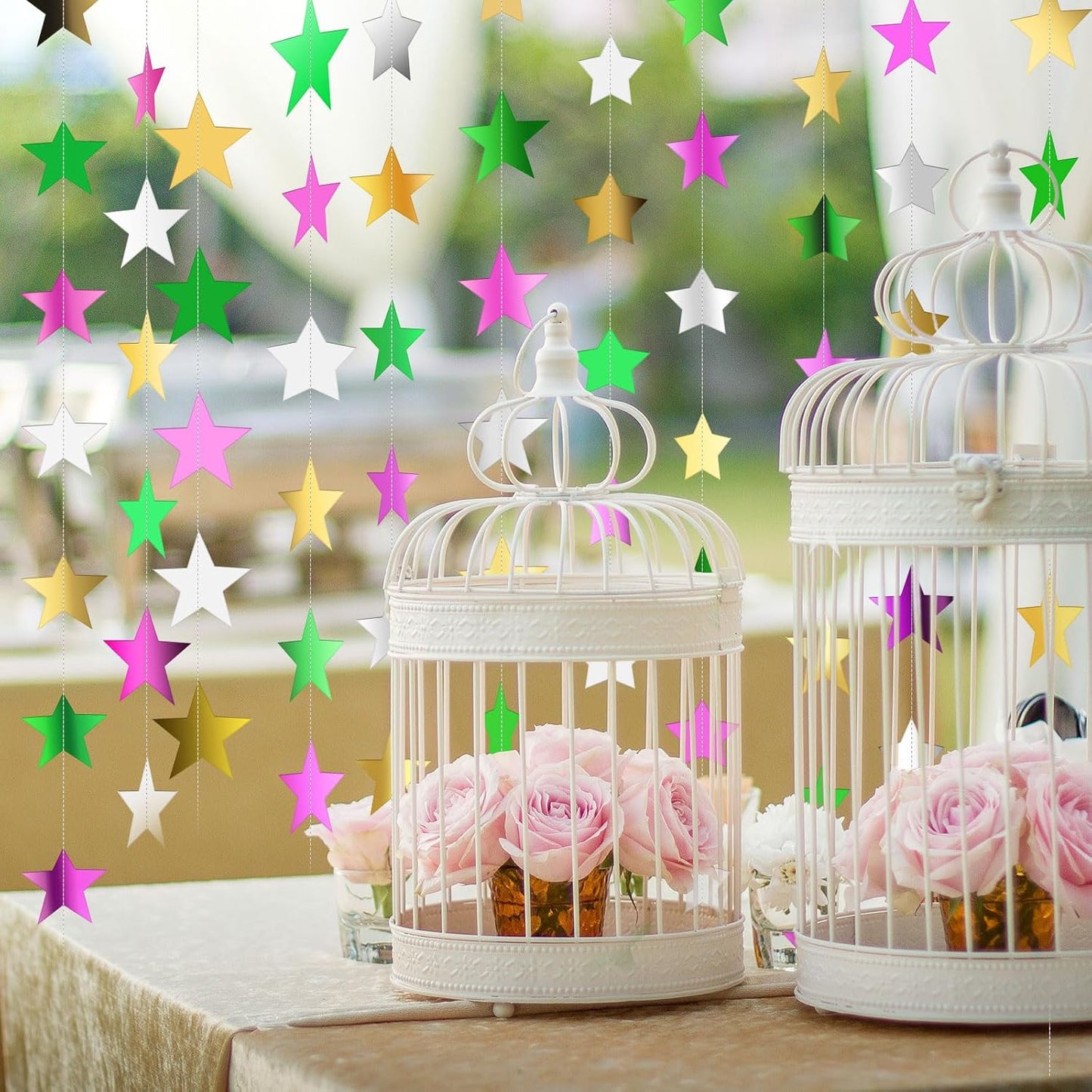 Patelai Glitter Star Garland Banner 2026 Graduation Decor 130 Feet Star Hanging Banner Twinkle Backdrop for Party Birthday Classroom Wedding Supplies(Gold)