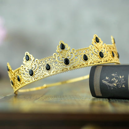 NA King Crown and Birthday Sash, Prom Decoration Gifts for Men (Gold-1)
