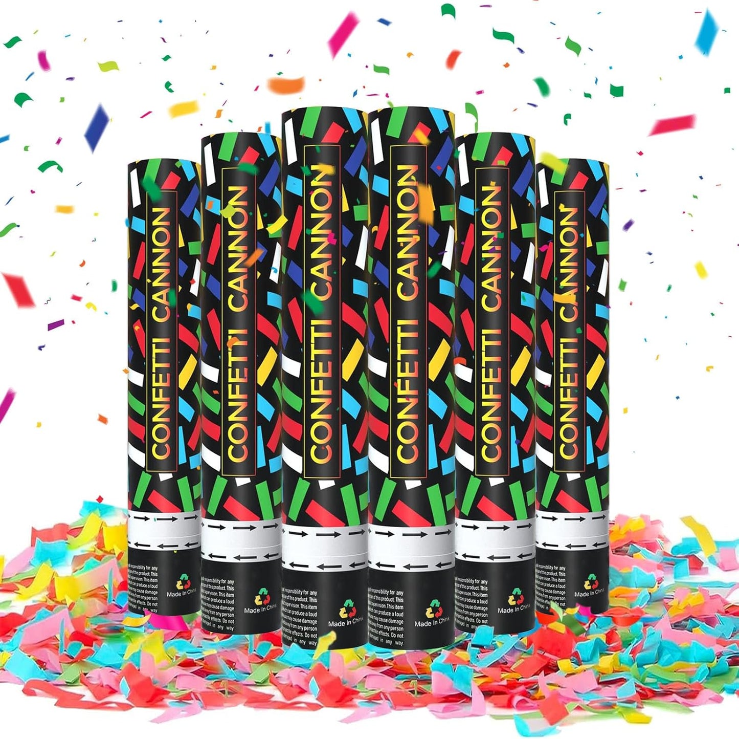 6 Pack Rose Gold Confetti Poppers, 12 Inch Confetti Cannon Party Poppers Shooters for Gender Reveal, Birthday, Wedding, Graduation, Anniversary, Parties, Christmas, New Year's Eve