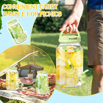 Havawish 2 Pcs 1 Gallon Plastic Beverage Dispenser with Spigot Clear Summer Kitchen Fridge Drink Dispenser for Parties Lemonade Juice Tea Beer Cold Water (Red,Cylinder)