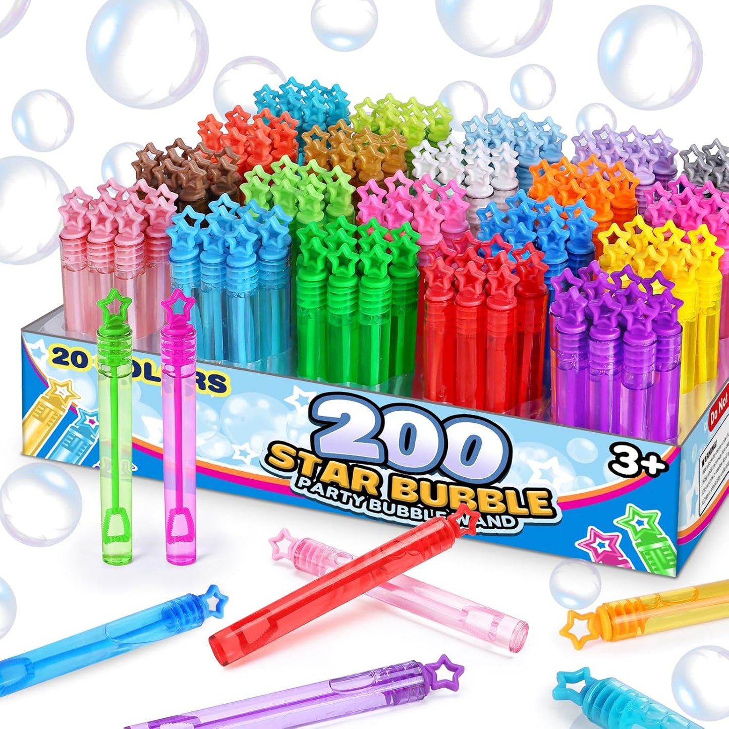 32 Pcs 8 Colors Neon Bubbles Party Favors For Kids, Mini Star Bubble Wand Bulk In Gift Box as Goody Bags Stuffer, Classroom Giveaways, Carnival Prizes Toy, Birthday Treats, Party Supplies For Toddlers