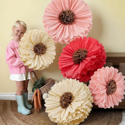 Chunful 5 Pcs 30'' 24'' Gaint Pastel Tissue Paper Flowers Decoration Large Hanging Tissue Paper Pom Poms Decor for Pastel Birthday Bachelorette Wedding Baby Shower Bridal Shower Easter Party Decor