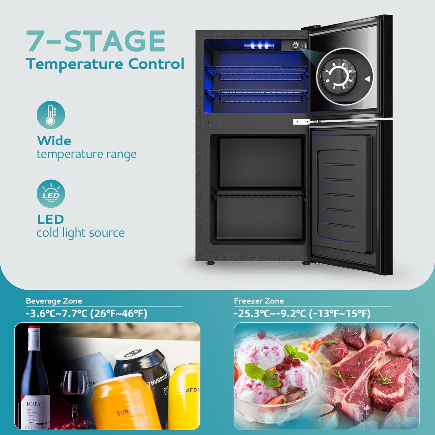 EUHOMY 4.5 Cu.ft Beverage Refrigerator and Cooler, 145 Can Mini fridge with Glass Door for Soda Beer Wine, Small Drink Dispenser with Digital Adjustable Thermostat for Home Office Bar