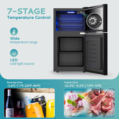 EUHOMY 4.5 Cu.ft Beverage Refrigerator and Cooler, 145 Can Mini fridge with Glass Door for Soda Beer Wine, Small Drink Dispenser with Digital Adjustable Thermostat for Home Office Bar