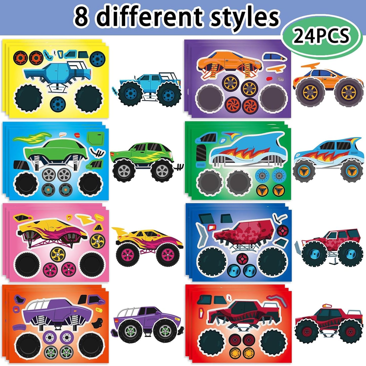 24 Sheets 8.3''×5.9'' Make Your Own Ice Cream Stickers for Toddlers Kids Party Favors, Make a Face Stickers for Kids Activities Supplies Crafts