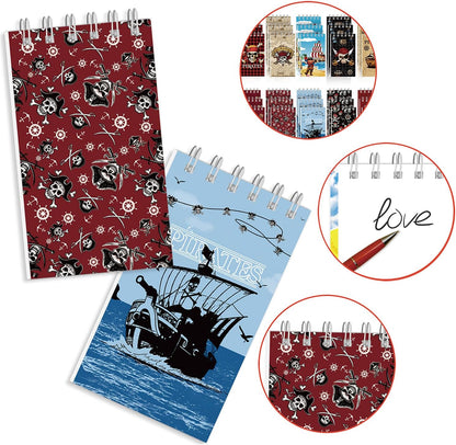 20Pcs Mini Pirate Notepads Spiral Notebooks for Birthday Party Favors Supplies Teacher Reward Favor Bag Stuffers Pirate Theme Party