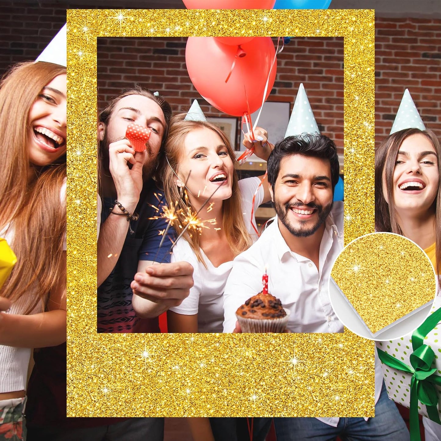 Beeveer 32 x 24 Inch Photo Booth Selfie Frame Prop Booth for Birthday Event Parties Large Blank DIY Cutout Props for Funny Decoration Christmas, Holiday Supplies