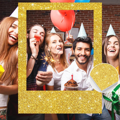 Beeveer 32 x 24 Inch Photo Booth Selfie Frame Prop Booth for Birthday Event Parties Large Blank DIY Cutout Props for Funny Decoration Christmas, Holiday Supplies