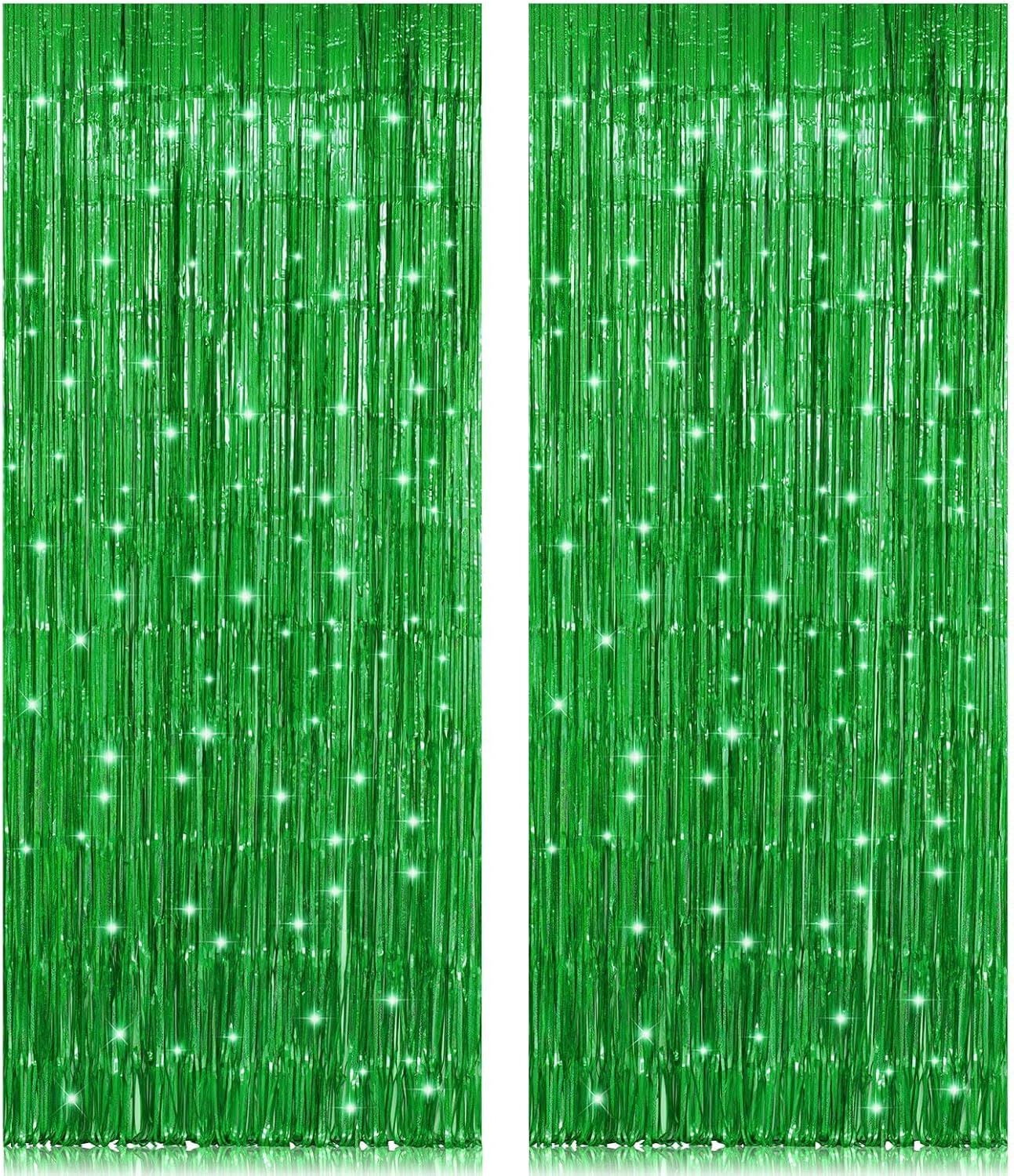 2 Pack 3.2ft x 8.2ft Silver Metallic Tinsel Foil Fringe Curtains, Door Streamer Photo Booth Backdrop for Birthday Graduation Engagement Bridal Shower Bachelorette Baby Shower Party Decorations
