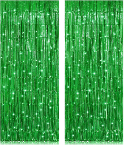 2 Pack 3.2ft x 8.2ft Silver Metallic Tinsel Foil Fringe Curtains, Door Streamer Photo Booth Backdrop for Birthday Graduation Engagement Bridal Shower Bachelorette Baby Shower Party Decorations