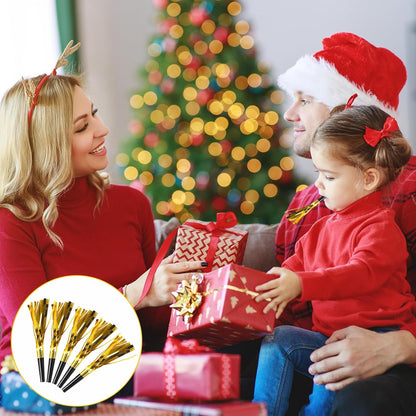 24 Pcs Gold Noise Makers Glitter Party Blowers, Noise Makers for Sporting Events Metallic Fringed Party Horns Birthday Wedding Gathering Baby Shower Graduation New Years Decorations 2026 Favor