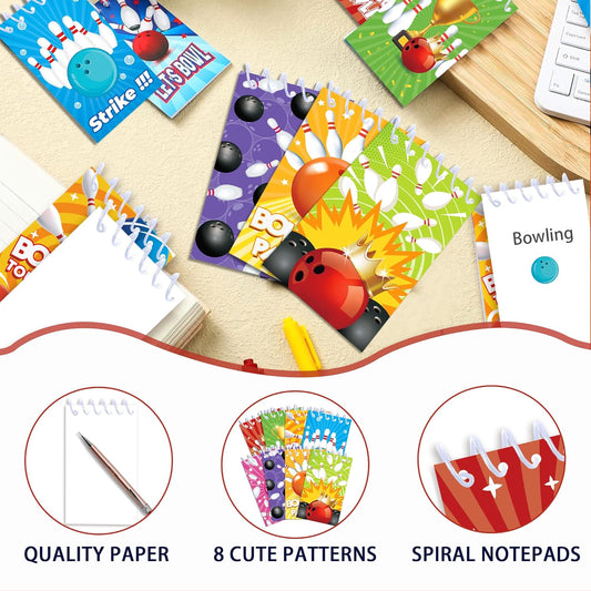 24 Pcs Bowling Mini Notepads Sports Party Favors Goodie Bag Stuffers Notepads Spiral Mini Notebooks for Teens Teacher Classroom Reward