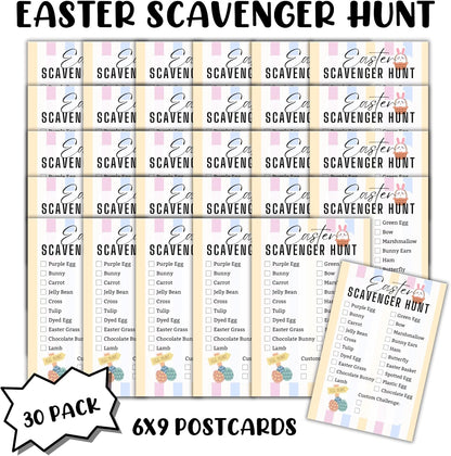 Easter Scavenger Hunt Clues 30pk 6x9” Card Stock Paper Postcards Group Game Party In Your House Check Off Things Challenge Friends Family Ideas Christian Bunny Bucks