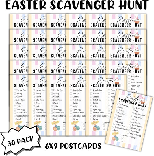 Easter Scavenger Hunt Clues 30pk 6x9” Card Stock Paper Postcards Group Game Party In Your House Check Off Things Challenge Friends Family Ideas Christian Bunny Bucks