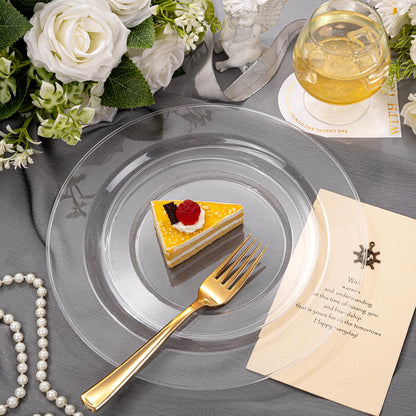 FLOWERCAT 60PCS White Plastic Plates - Heavy Duty White Disposable Plates for Mother's Day/Birthday Party/Wedding -serve for 30 guests Include 30PCS 10.25" & 30PCS 7.5" Plates for Party