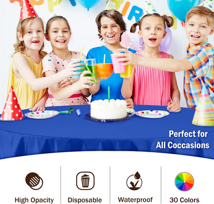 Exquisite Party Solids 6-Pack Premium Plastic Tablecloth 54in. x 108in. Rectangle Plastic Table Cover - Navy