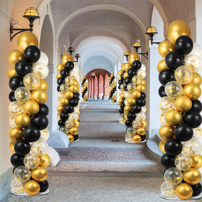 2 Sets Balloon Column Stand Kit with 100 Balloons Adjustable Balloon Tower Stand with Bases for Floor Balloons Column Kit for 2026 Graduation Birthday Appreciation Party Decor Navy Blue and Silver