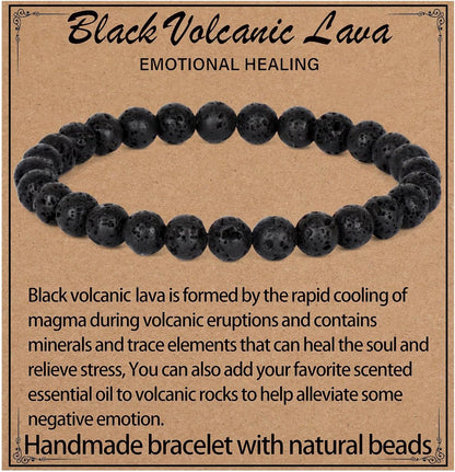 LPBeads Handmade Natural Gemstone Stretch Elastic Bracelet Healing Crystal Round Stone Beads Jewelry Gifts for Women Men