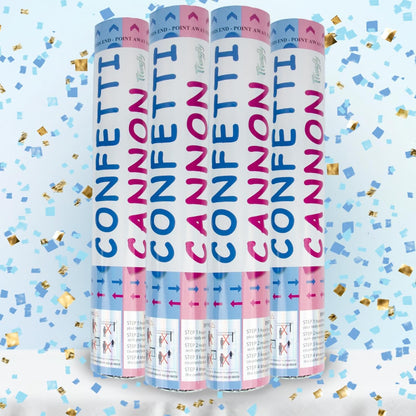4 Pack Gender Reveal Confetti Cannon, 12 in Blue Rectangle Shaped Paper Party Poppers Cannons, Confetti Poppers For Baby Boy Gender Reveal Baby Showers (Rectangle, Blue)
