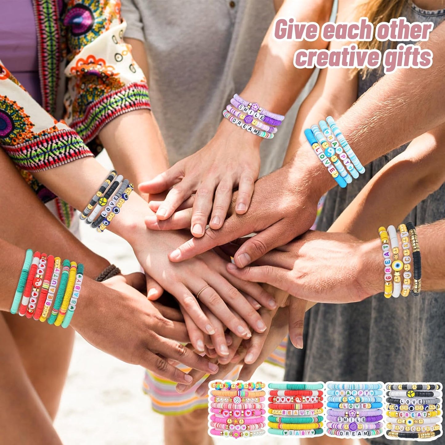 LUYI 32 Pcs Preppy Jewelry Bracelets for Women Clay Bead Colorful Surfer Heishi Bracelet Set Stackable Beaded Friendship Stretch Bracelets Boho Y2K Summer Beach Elastic Layering Bracelets